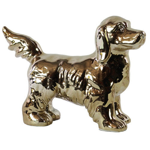 Urban Trends Ceramic Standing Beagle Dog Figurine with SM Polished Chrome Finish Champagne 